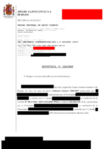 Extracto de la primera página de la sentencia sobre nulidad de cláusula suelo contra CAIXABANK.