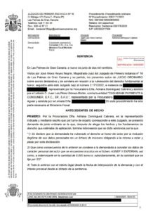Primera página de la sentencia contra Caixabank