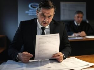 Empresario reclamando indemnización a MGS Seguros en un juicio.