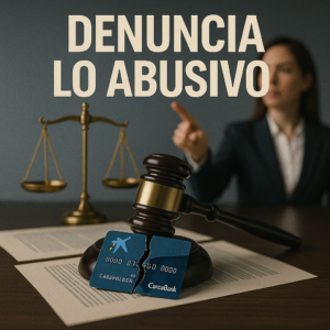 Imagen de denuncia legal contra comisión abusiva de tarjeta Caixabank revolving
