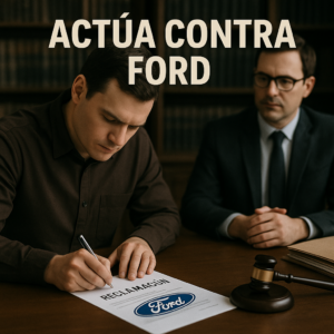 Persona reclamando indemnización por el cártel de coches Ford con ayuda legal