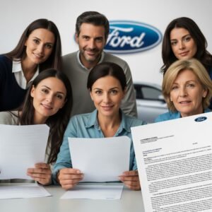 Clientes Ford reclamando indemnización por cartel de coches en España.