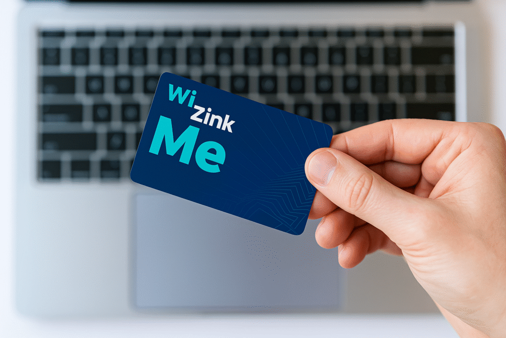 Cliente usando tarjeta WiZink Plus en datáfono con botones