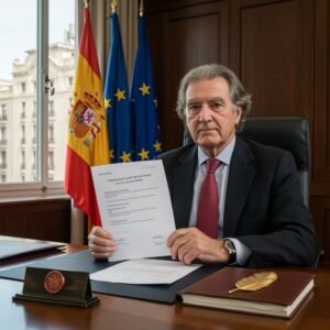 Hombre jubilado recibe asesoría legal para reclamar la brecha de género en la pensión en una oficina moderna.