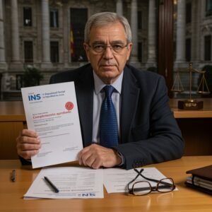 Hombre jubilado revisa documentos legales sobre la brecha de género en su pensión
