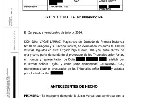 Sentencia Juzgado de Primera Instancia 18 de Zaragoza – 24 de julio de 2024